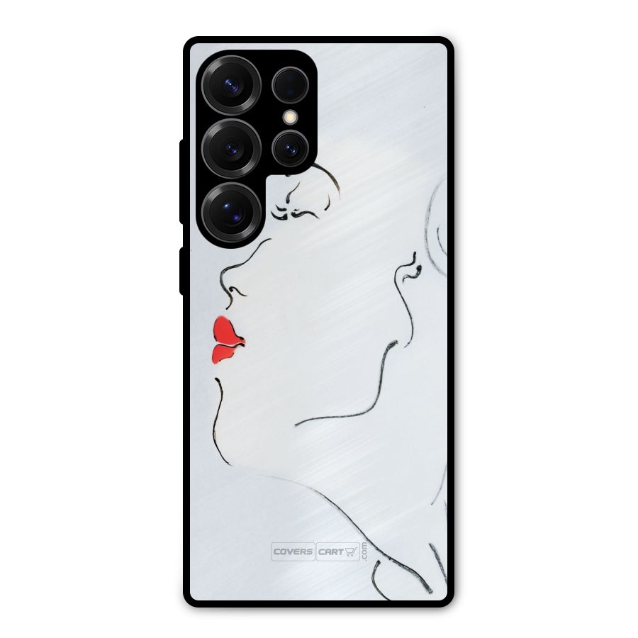 Girl in Red Lipstick Metal Back Case for Galaxy S25 Ultra