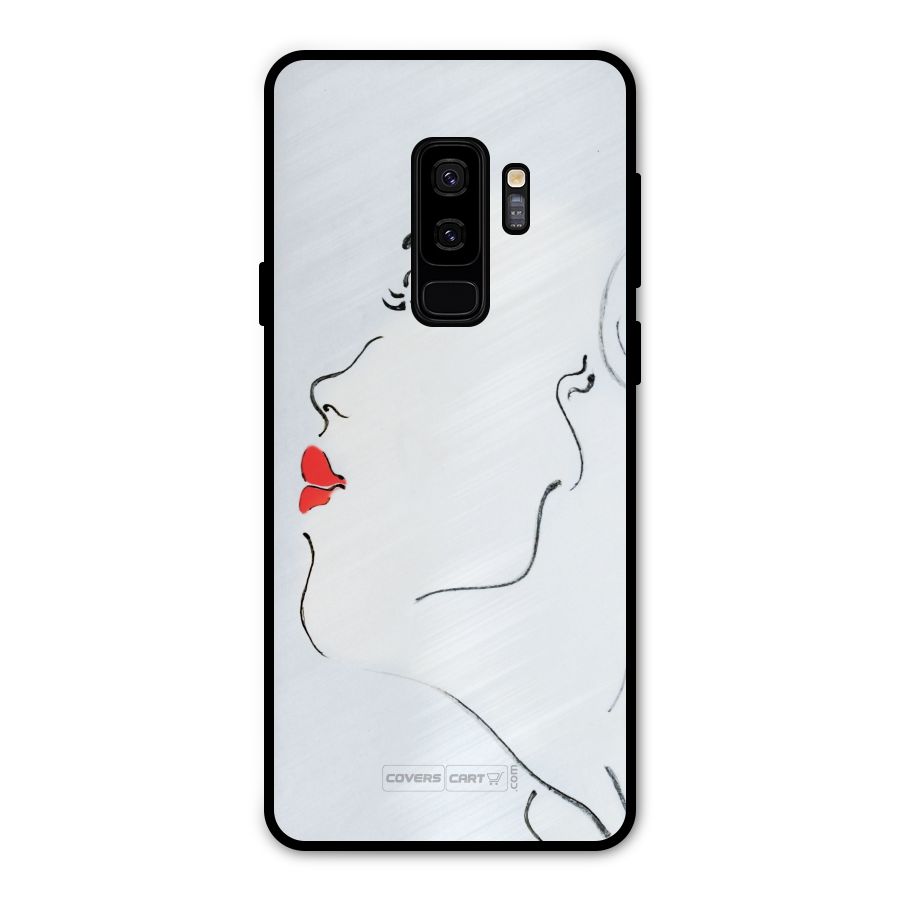 Girl in Red Lipstick Metal Back Case for Galaxy S9 Plus