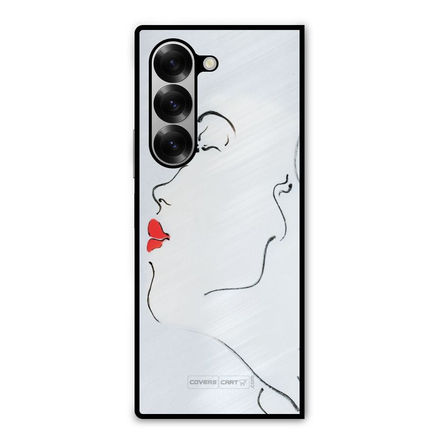 Girl in Red Lipstick Metal Back Case for Galaxy Z Fold6