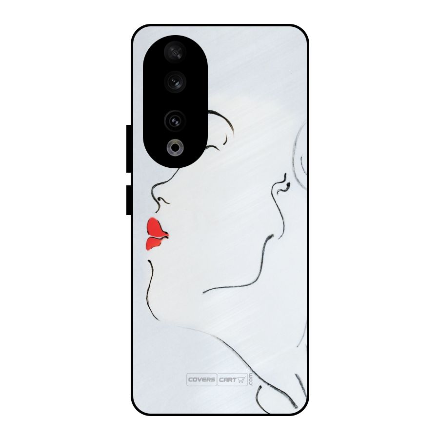 Girl in Red Lipstick Metal Back Case for Honor 90