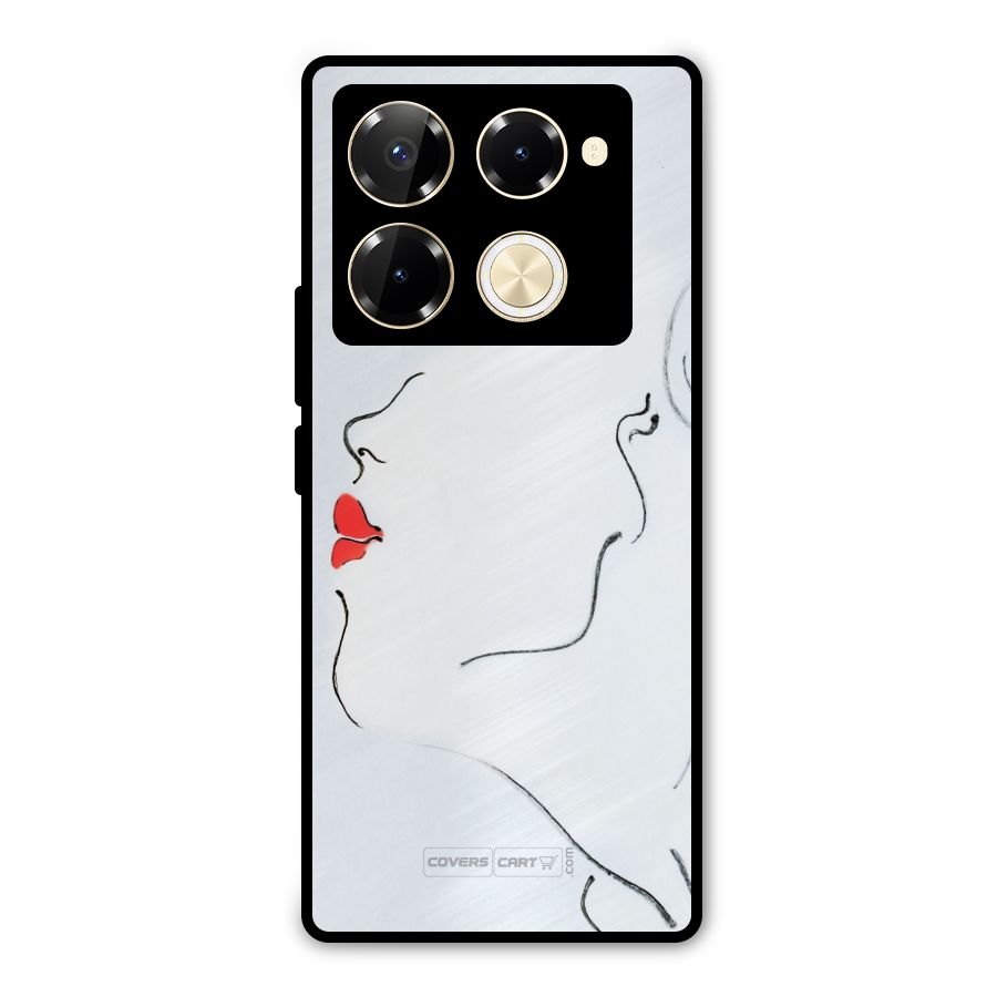 Girl in Red Lipstick Metal Back Case for Infinix Note 40 Pro Plus