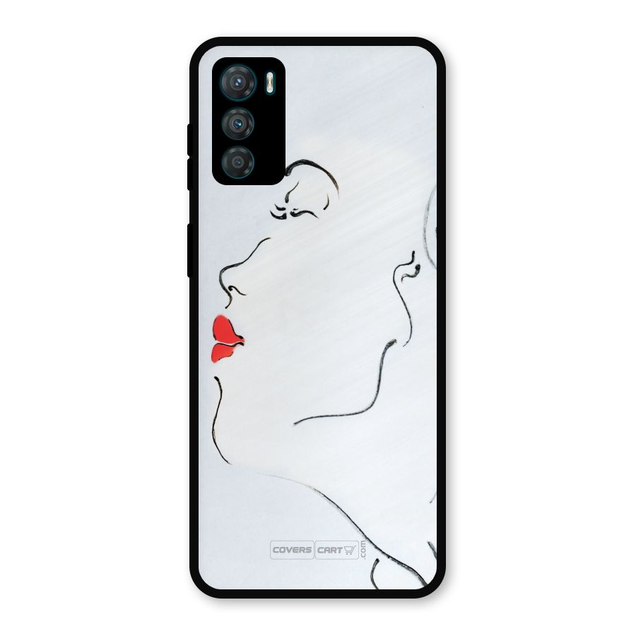 Girl in Red Lipstick Metal Back Case for Moto G42