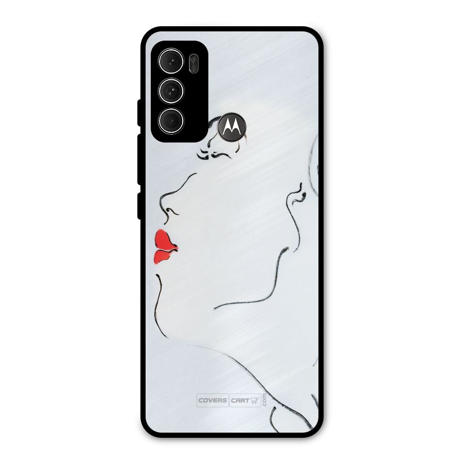 Girl in Red Lipstick Metal Back Case for Moto G60