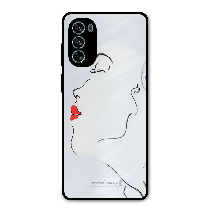 Girl in Red Lipstick Metal Back Case for Moto G62