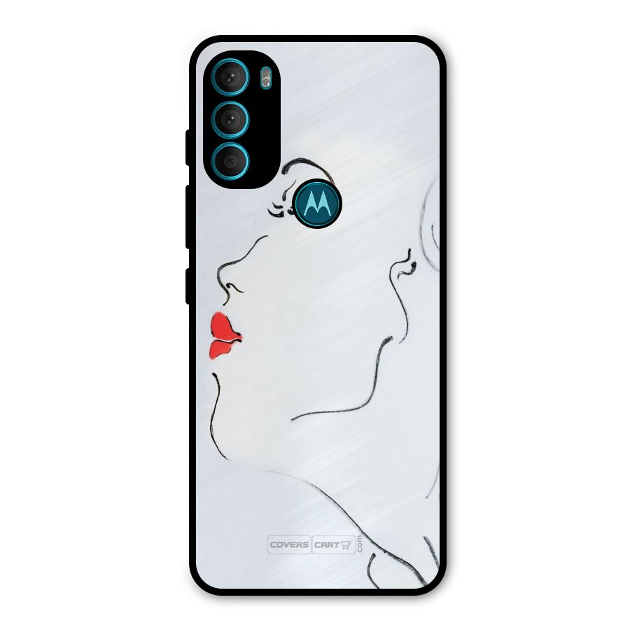 Girl in Red Lipstick Metal Back Case for Moto G71 5G
