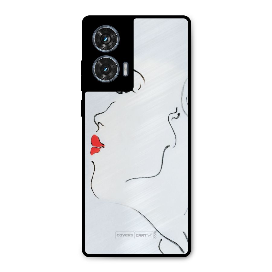 Girl in Red Lipstick Metal Back Case for Motorola Edge 50 Fusion