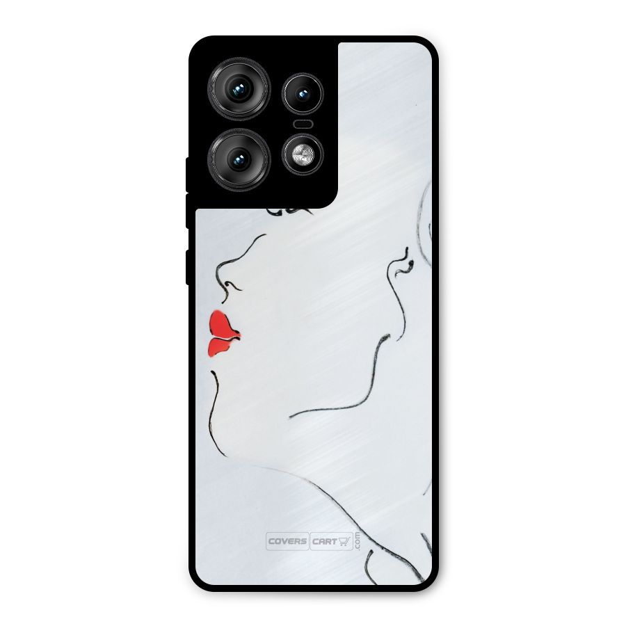 Girl in Red Lipstick Metal Back Case for Motorola Edge 50 Pro