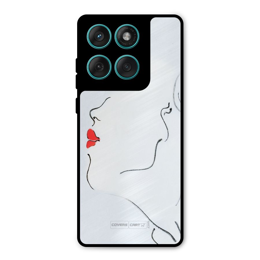 Girl in Red Lipstick Metal Back Case for Motorola Edge 60 Fusion
