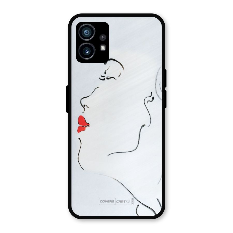 Girl in Red Lipstick Metal Back Case for Nothing Phone 1