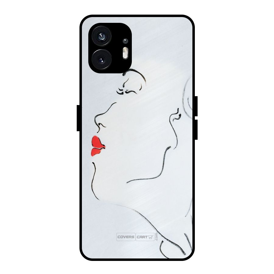 Girl in Red Lipstick Metal Back Case for Nothing Phone 2