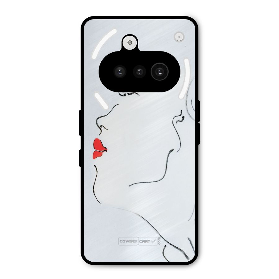 Girl in Red Lipstick Metal Back Case for Nothing Phone 3a