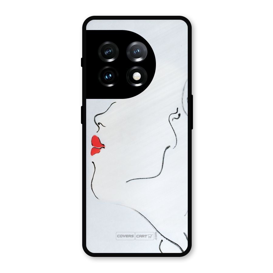 Girl in Red Lipstick Metal Back Case for OnePlus 11