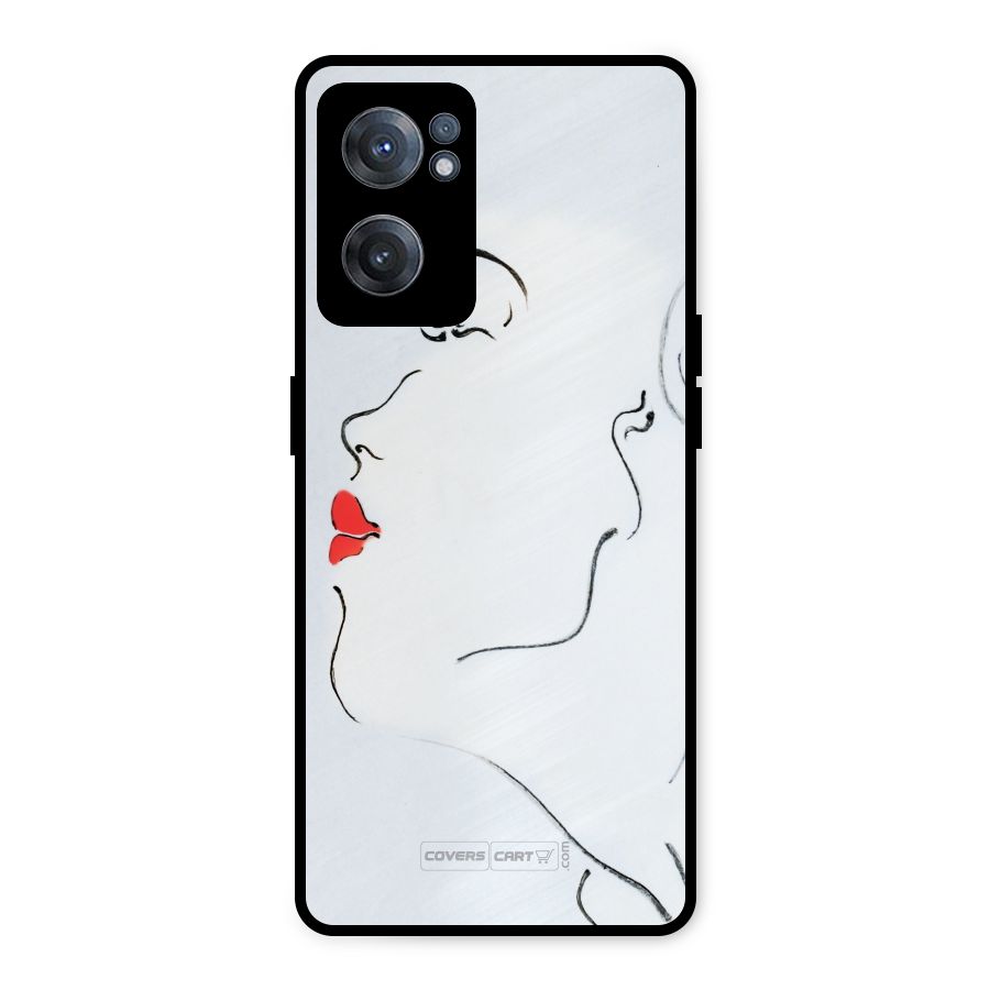 Girl in Red Lipstick Metal Back Case for OnePlus Nord CE 2 5G