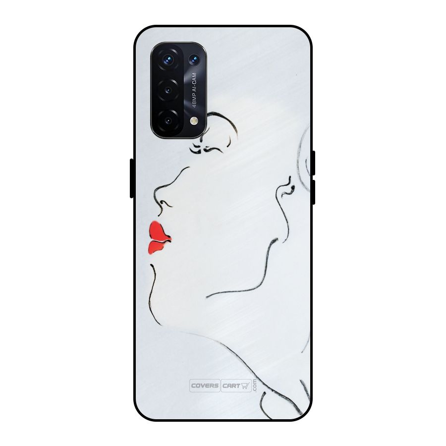 Girl in Red Lipstick Metal Back Case for Oppo A74 5G