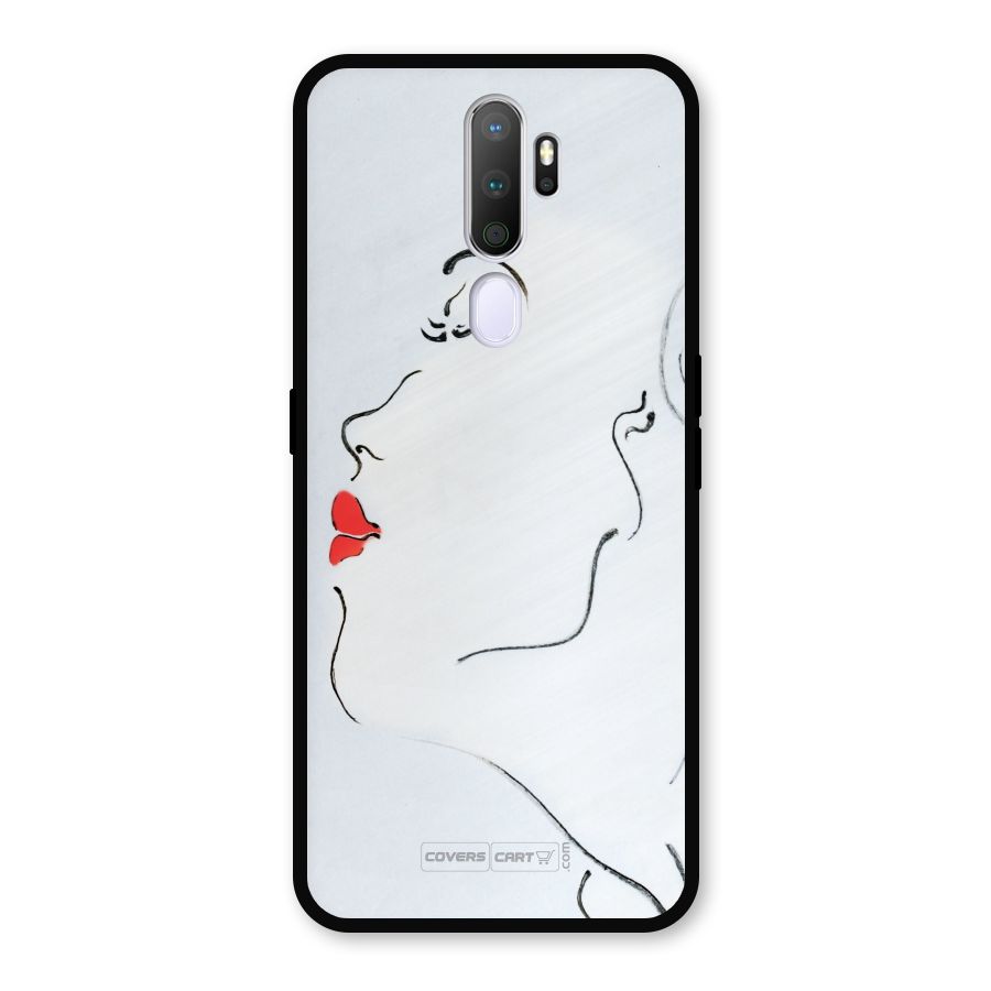 Girl in Red Lipstick Metal Back Case for Oppo A9 (2020)