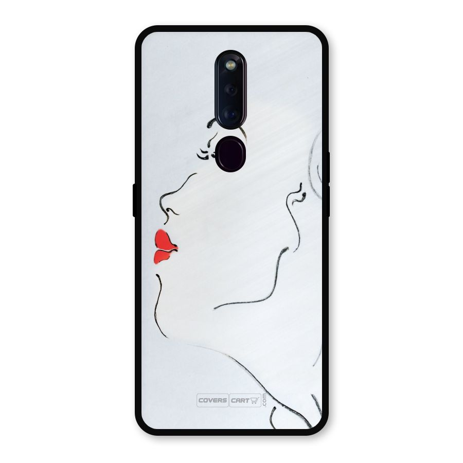 Girl in Red Lipstick Metal Back Case for Oppo F11 Pro