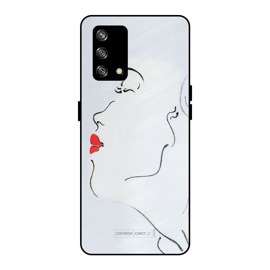 Girl in Red Lipstick Metal Back Case for Oppo F19