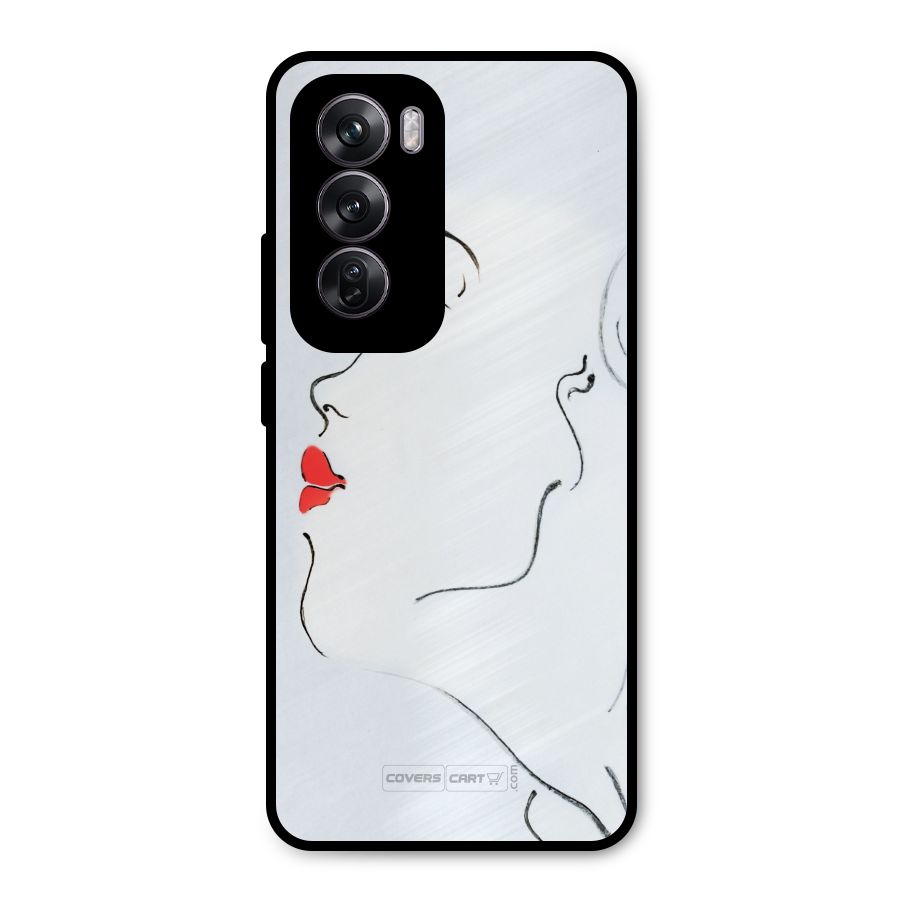 Girl in Red Lipstick Metal Back Case for Oppo Reno12 Pro