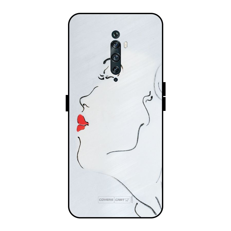 Girl in Red Lipstick Metal Back Case for Oppo Reno2 F