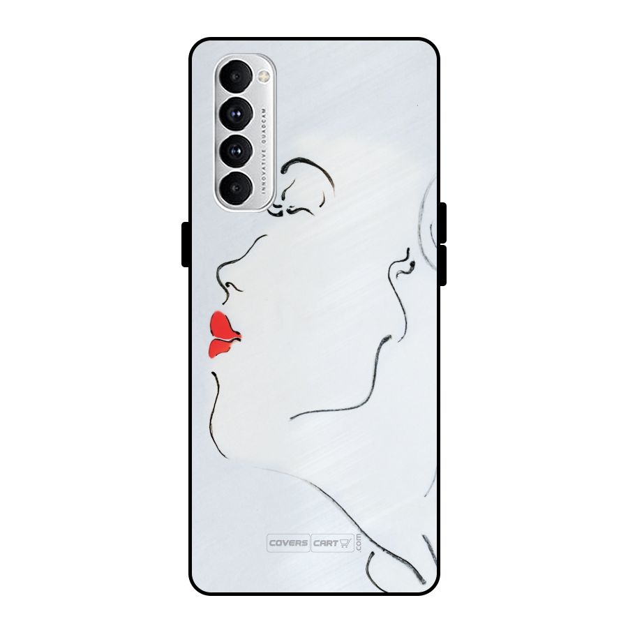 Girl in Red Lipstick Metal Back Case for Oppo Reno4 Pro
