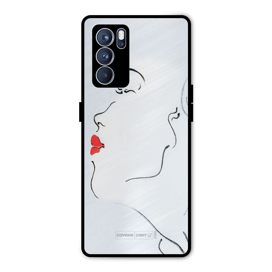 Girl in Red Lipstick Metal Back Case for Oppo Reno6 Pro 5G