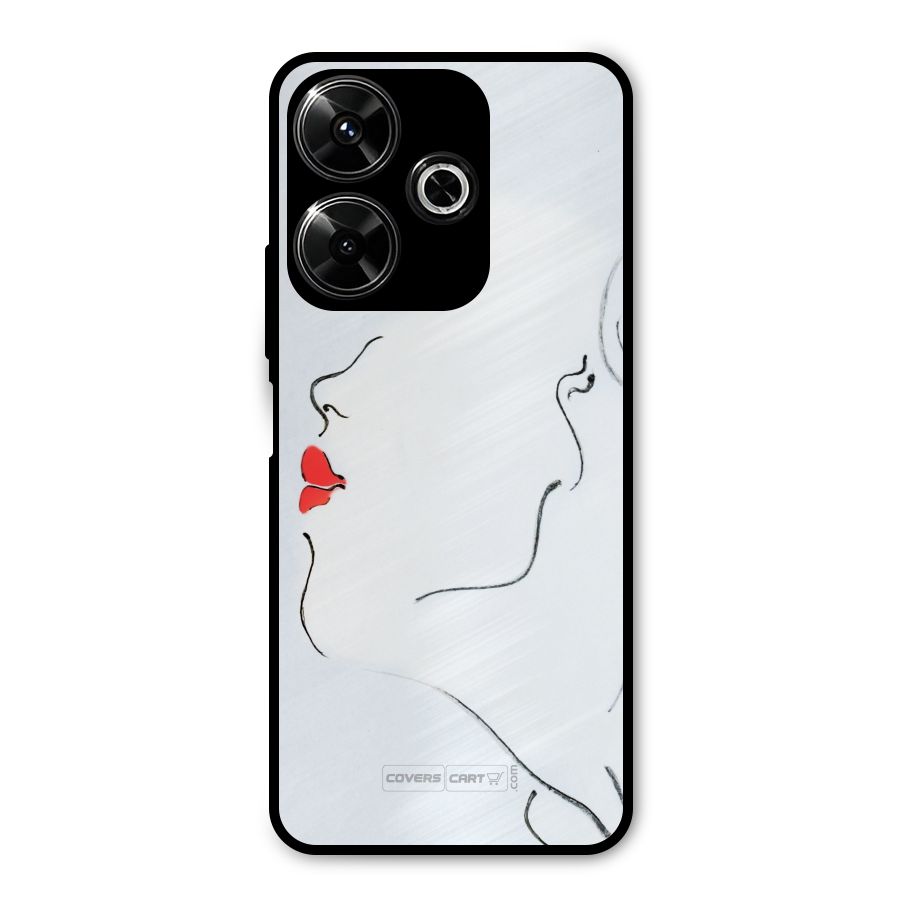 Girl in Red Lipstick Metal Back Case for Poco M6 Plus