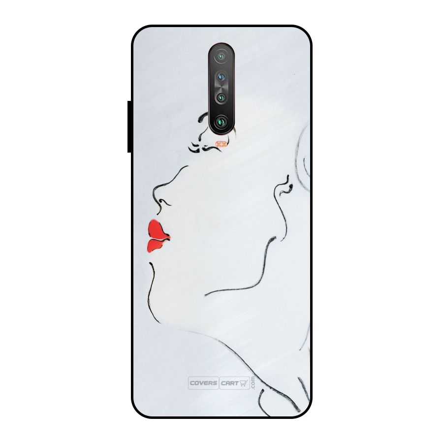 Girl in Red Lipstick Metal Back Case for Poco X2