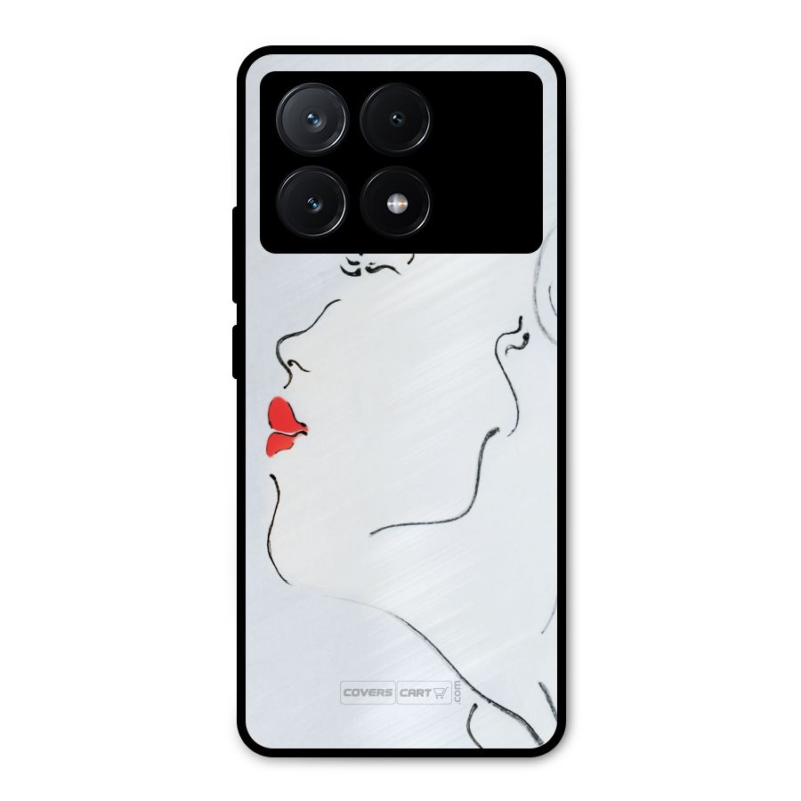 Girl in Red Lipstick Metal Back Case for Poco X6 Pro