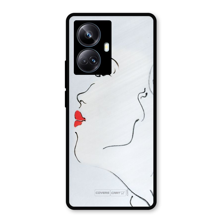 Girl in Red Lipstick Metal Back Case for Realme 10 Pro Plus
