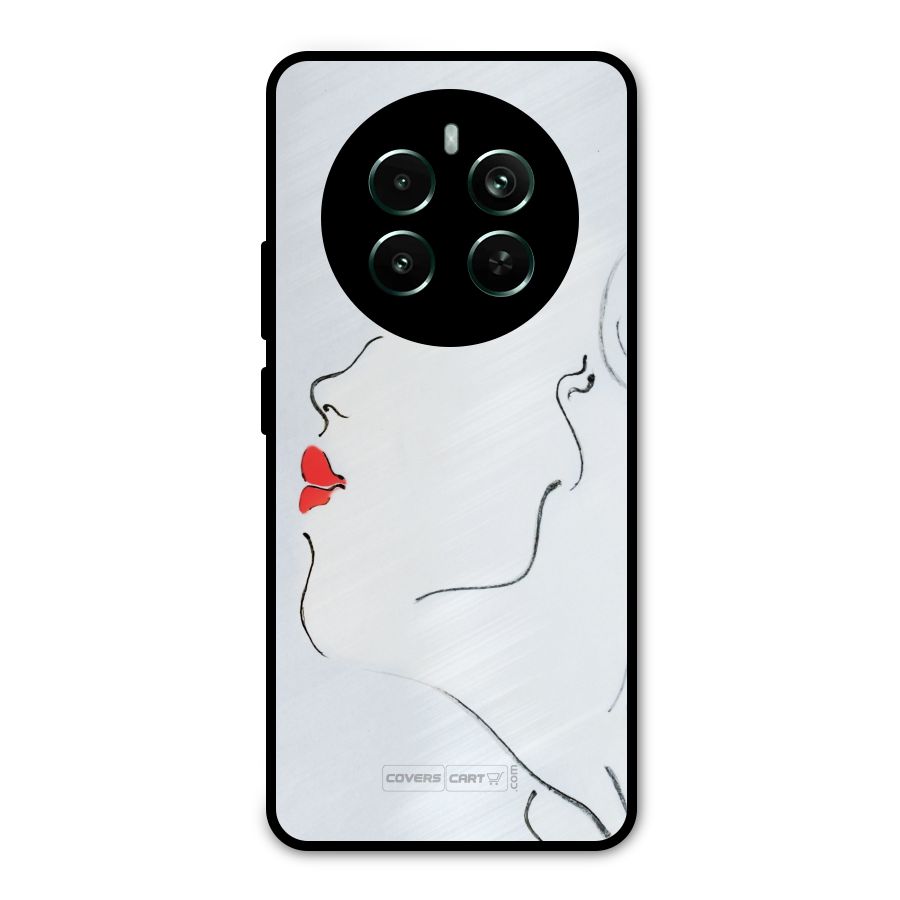 Girl in Red Lipstick Metal Back Case for Realme 12 Pro Plus