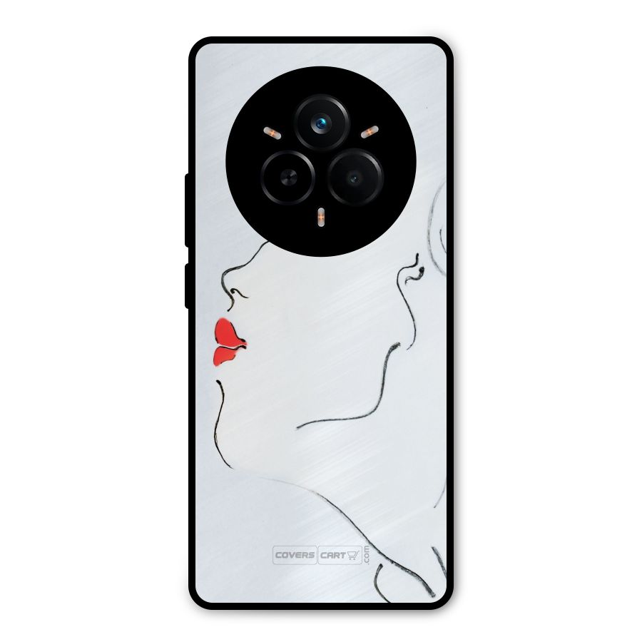 Girl in Red Lipstick Metal Back Case for Realme 14 Pro