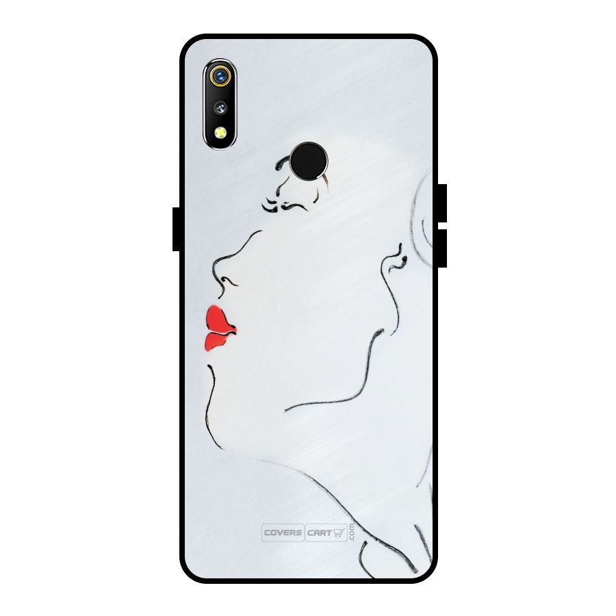 Girl in Red Lipstick Metal Back Case for Realme 3i