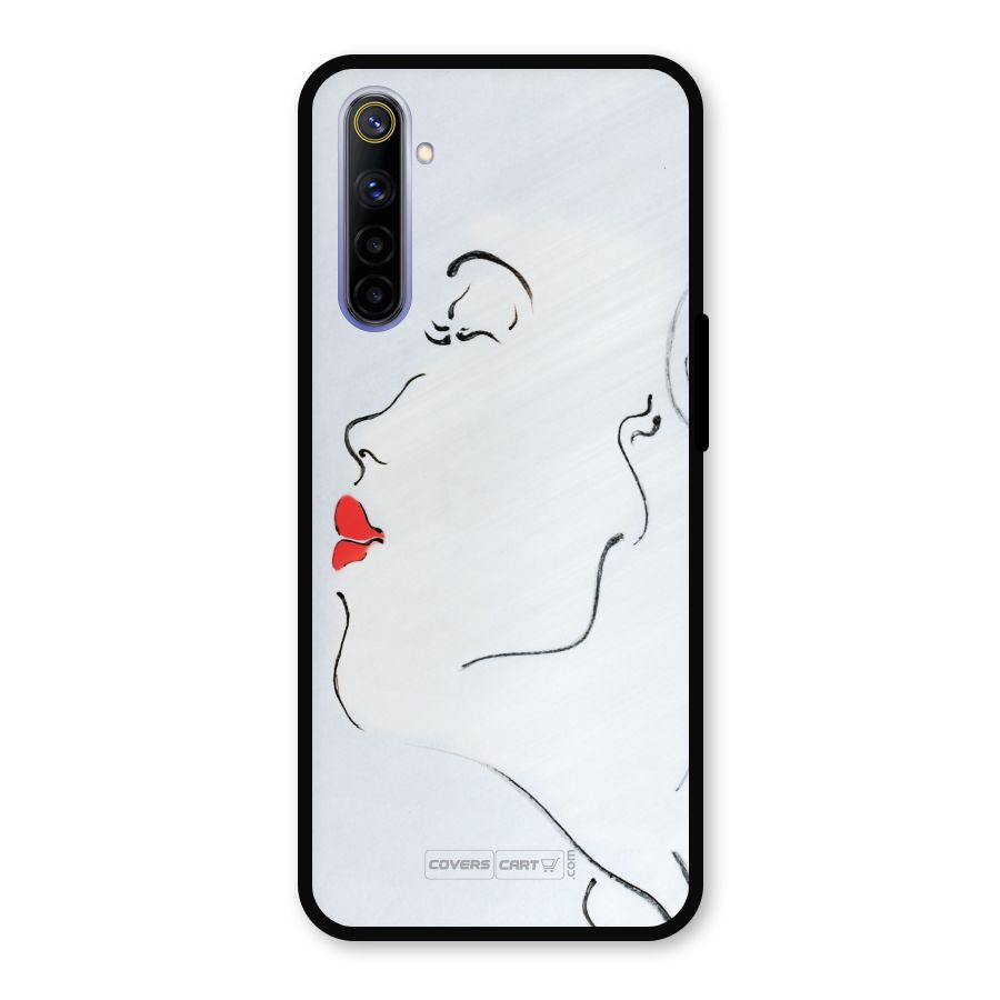 Girl in Red Lipstick Metal Back Case for Realme 6