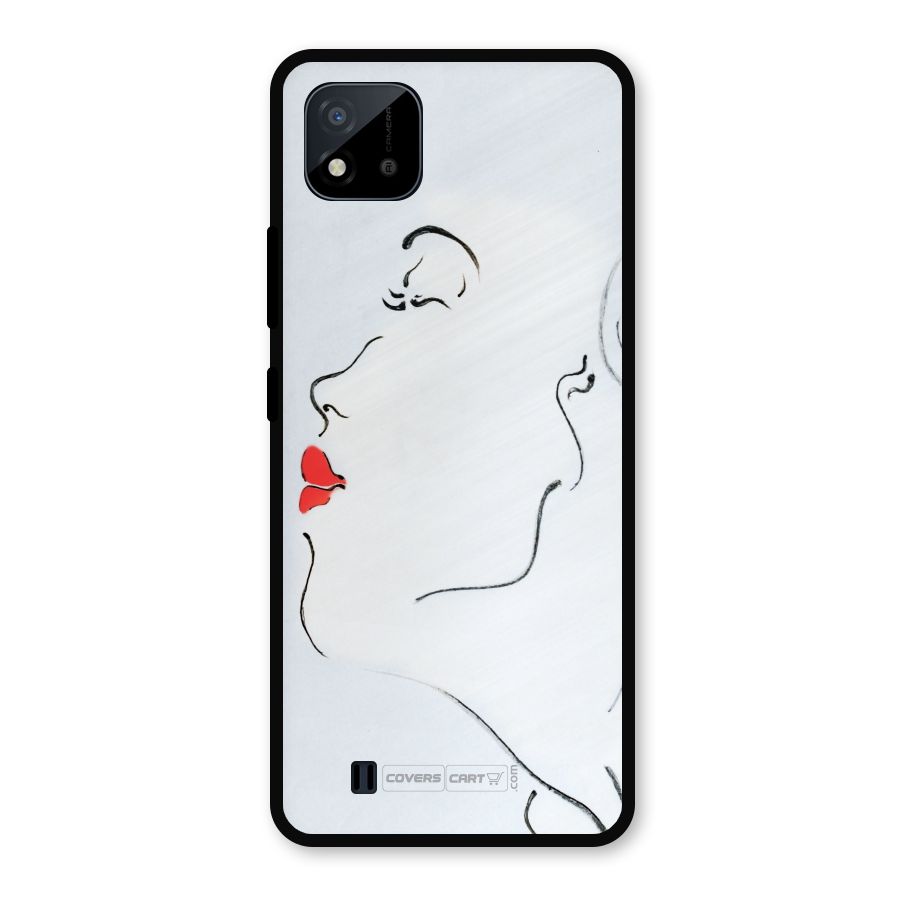 Girl in Red Lipstick Metal Back Case for Realme C11 2021