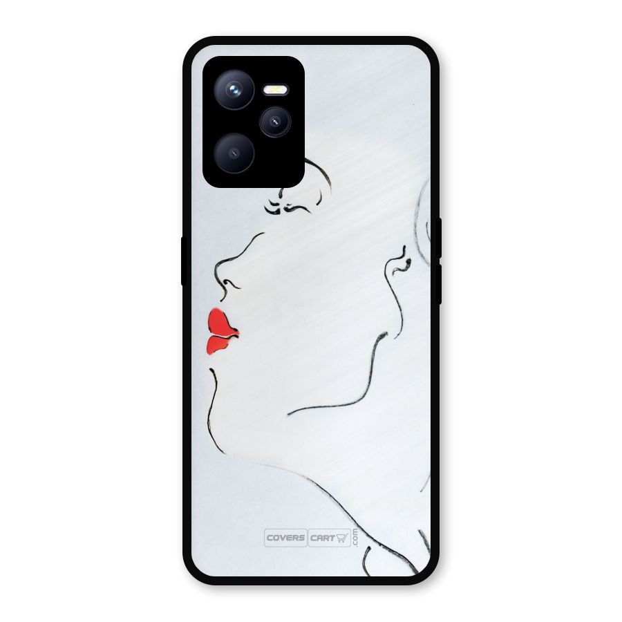 Girl in Red Lipstick Metal Back Case for Realme C35