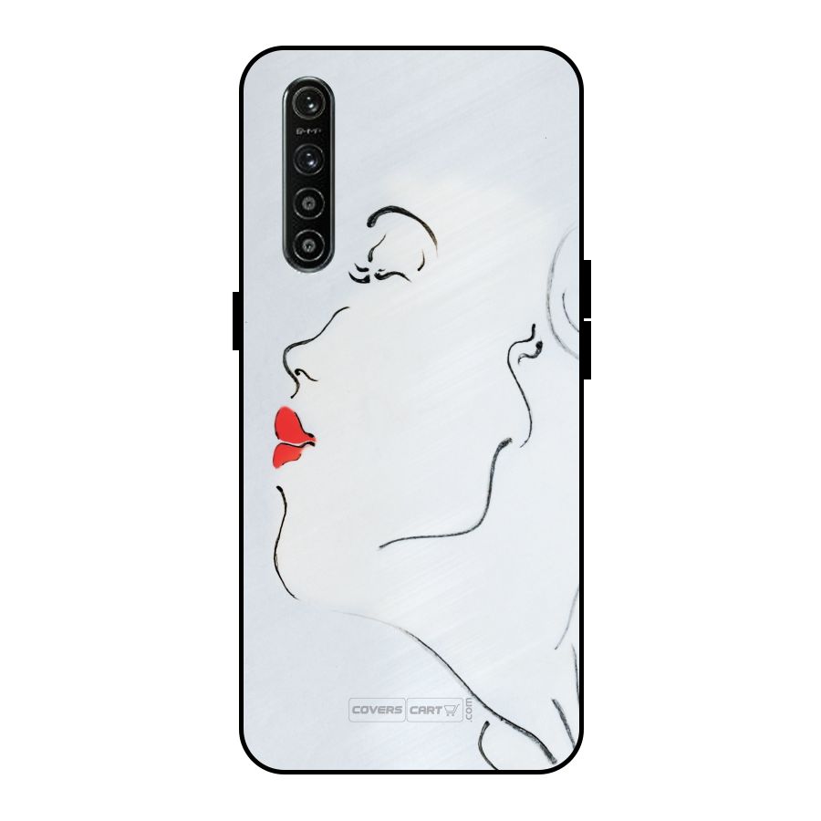 Girl in Red Lipstick Metal Back Case for Realme XT