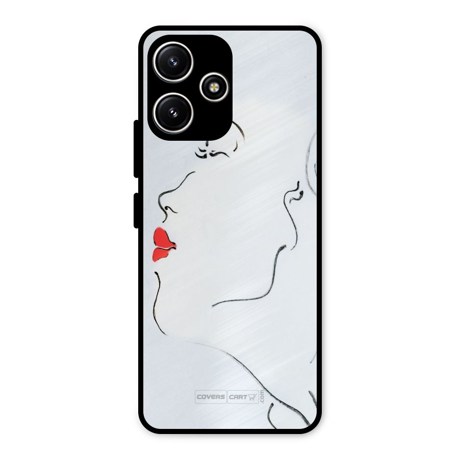 Girl in Red Lipstick Metal Back Case for Redmi 12 5G