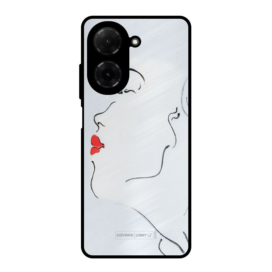 Girl in Red Lipstick Metal Back Case for Redmi A5 4G