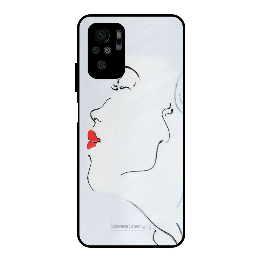 Girl in Red Lipstick Metal Back Case for Redmi Note 10S