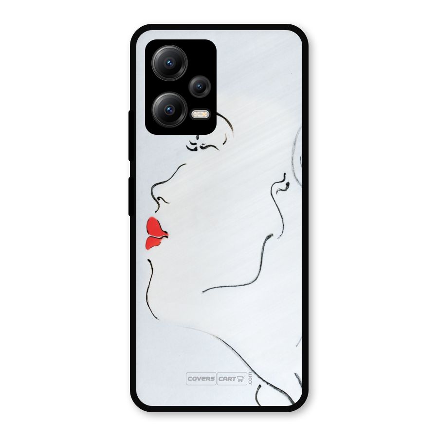 Girl in Red Lipstick Metal Back Case for Redmi Note 12 5G