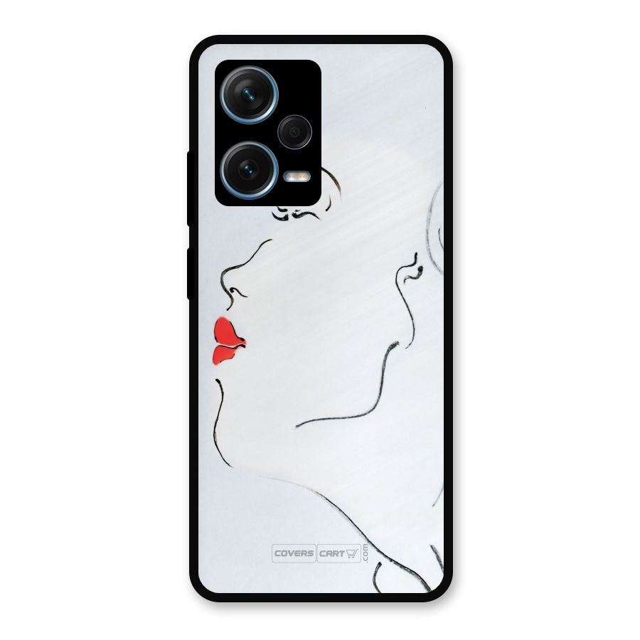 Girl in Red Lipstick Metal Back Case for Redmi Note 12 Pro Plus 5G
