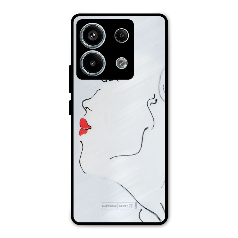 Girl in Red Lipstick Metal Back Case for Redmi Note 13 Pro 5G