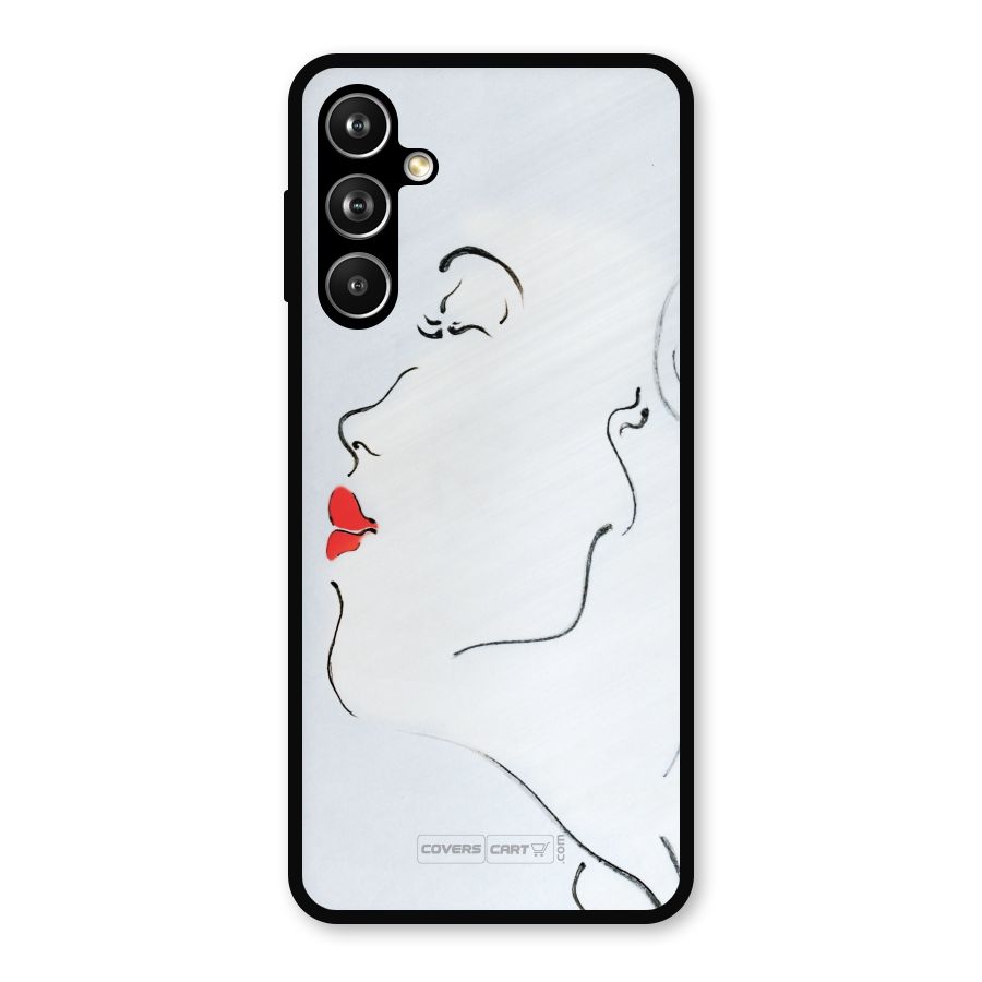 Girl in Red Lipstick Metal Back Case for Samsung Galaxy M54