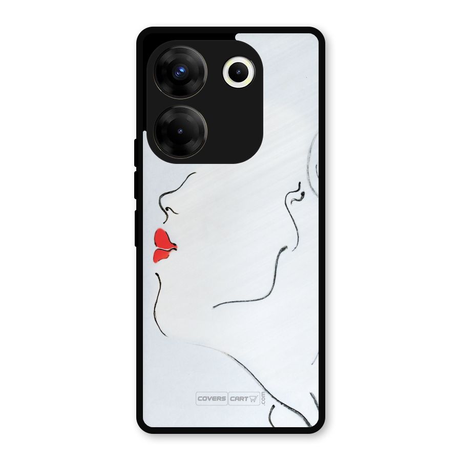 Girl in Red Lipstick Metal Back Case for Tecno Camon 20