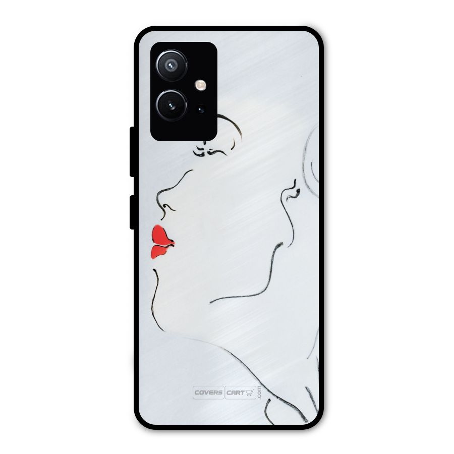 Girl in Red Lipstick Metal Back Case for Vivo T1 5G