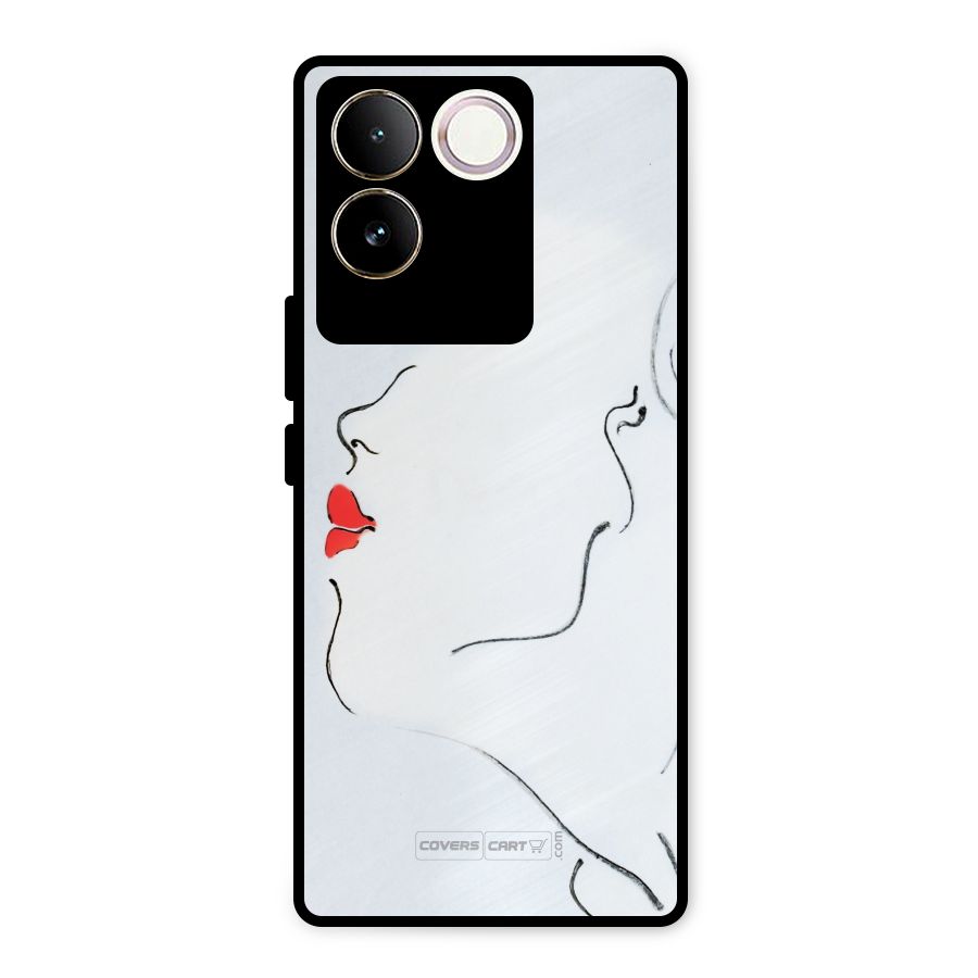 Girl in Red Lipstick Metal Back Case for Vivo T2 Pro