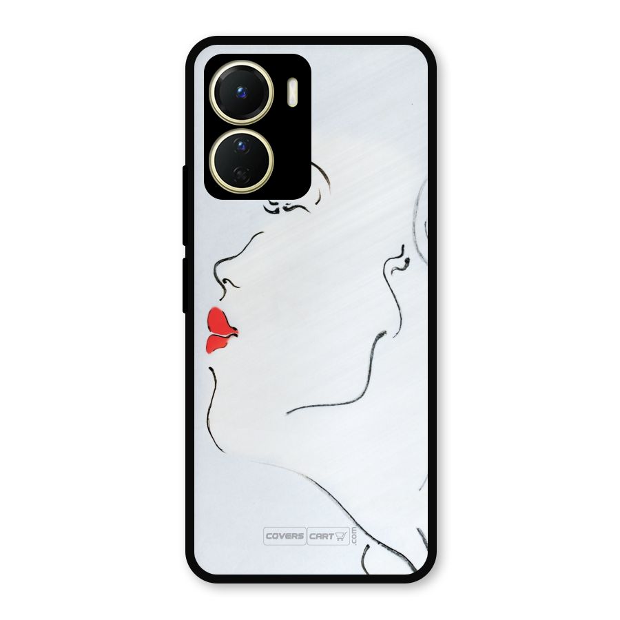 Girl in Red Lipstick Metal Back Case for Vivo T2x