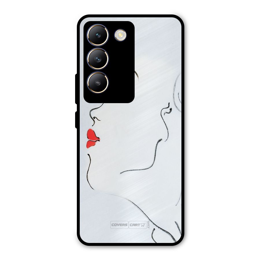 Girl in Red Lipstick Metal Back Case for Vivo T3 5G