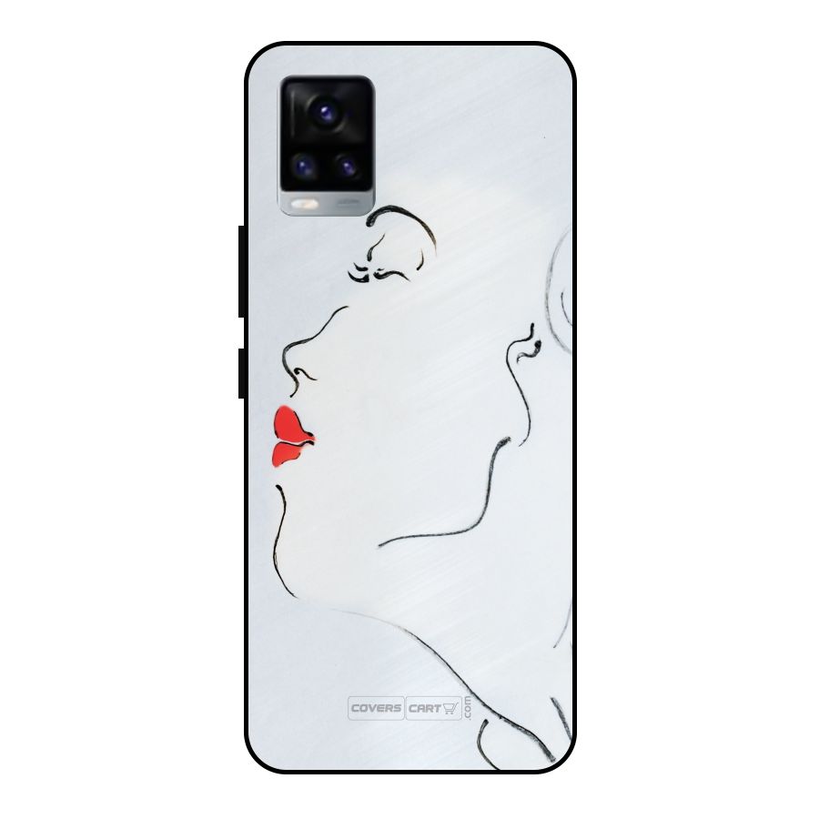 Girl in Red Lipstick Metal Back Case for Vivo V20 2021