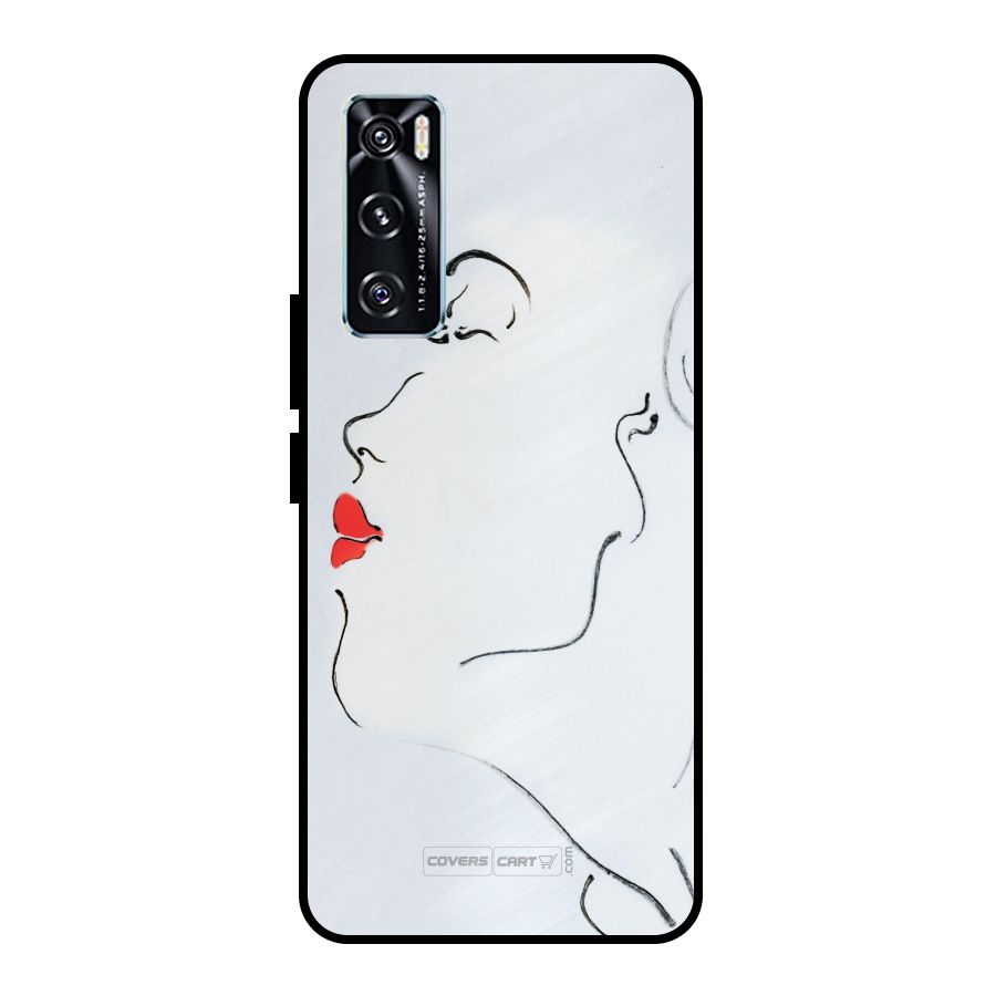 Girl in Red Lipstick Metal Back Case for Vivo V20 SE